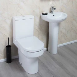 Lorraine Comfort Height Close Coupled Toilet & Soft Close Seat -Vado Shop lorraine comfort height toilet with seat 655mm