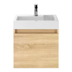 Minnie 500mm Wall Mounted 1 Door Vanity Unit & Polymarble Basin - Natural Oak 16 Minnie 500mm Wall Mounted 1 Door Vanity Unit & Polymarble Basin - Natural Oak -Vado Shop mer006 cutout