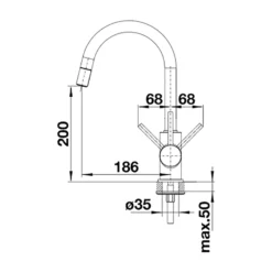 Blanco Mida-S Single Lever Mono Pull Out Kitchen Mixer Tap - Matt Black 11 Blanco Mida-S Single Lever Mono Pull Out Kitchen Mixer Tap - Matt Black -Vado Shop mida s line drawing res 1