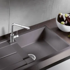 Blanco Mila-S Single Lever Mono Pull Out Kitchen Mixer Tap - Matt Black -Vado Shop mila s chrome lifestyle 2