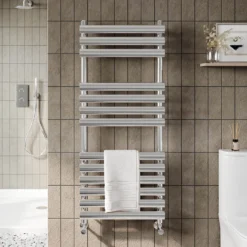 Brenton Milos White Designer Heated Towel Rail - 1200 X 500mm -Vado Shop milos 1200 chrome lifestyle