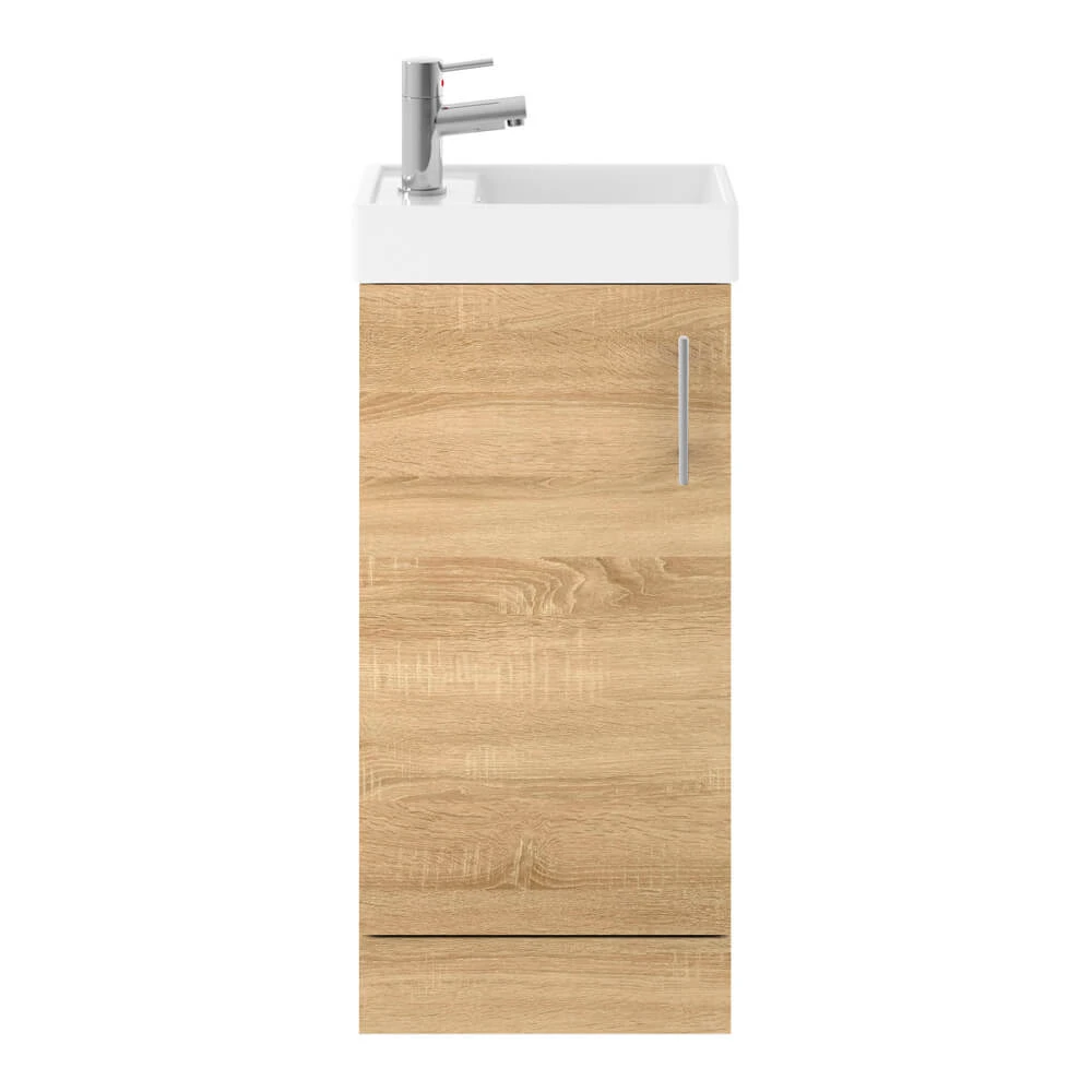 Minnie 400mm Floorstanding Cloakroom Vanity Unit & Basin - Natural Oak 2 Minnie 400mm Floorstanding Cloakroom Vanity Unit & Basin - Natural Oak - Image 2
