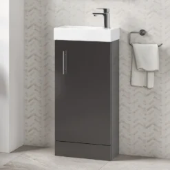 Minnie 400mm Floorstanding Cloakroom Vanity Unit & Basin - Gloss Grey