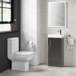 Minnie 400mm Floorstanding Cloakroom Vanity Unit & Basin - Gloss Grey 7 Minnie 400mm Floorstanding Cloakroom Vanity Unit & Basin - Gloss Grey -Vado Shop minnie 400mm floorstanding cloakroom unit gloss grey lifestyle2