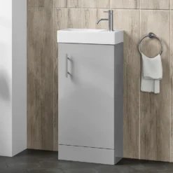 Minnie 400mm Floorstanding Cloakroom Vanity Unit & Basin - Gloss Grey Mist
