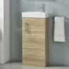 Minnie 400mm Floorstanding Cloakroom Vanity Unit & Basin - Natural Oak