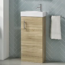 Minnie 400mm Floorstanding Cloakroom Vanity Unit & Basin - Natural Oak
