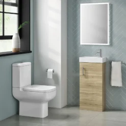 Minnie 400mm Floorstanding Cloakroom Vanity Unit & Basin - Natural Oak 7 Minnie 400mm Floorstanding Cloakroom Vanity Unit & Basin - Natural Oak -Vado Shop minnie 400mm floorstanding cloakroom unit naturak oak lifestyle2
