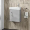 Minnie 400mm Wall Mounted Cloakroom Vanity Unit & Basin - Gloss Grey Mist