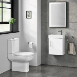 Minnie 400mm Wall Mounted Cloakroom Vanity Unit & Basin - Gloss White -Vado Shop minnie 400mm wall mounted cloakroom unit white gloss lifestyle2
