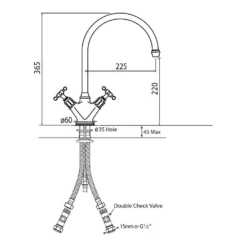Perrin & Rowe Minoan Twin Crosshead Mono Sink Mixer With Swivel Spout - Gold 17 Perrin & Rowe Minoan Twin Crosshead Mono Sink Mixer With Swivel Spout - Gold -Vado Shop minoan technicaldrawing