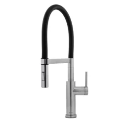 Caple Navitis Single Lever Mono Pull Out Spray Tap - Stainless Steel With Black Hose