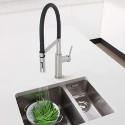 Caple Navitis Single Lever Mono Pull Out Spray Tap - Stainless Steel With Black Hose -Vado Shop nav bk lifestyle 4
