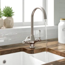 Butler & Rose Elizabeth Traditional Mono Kitchen Mixer - Brushed Nickel