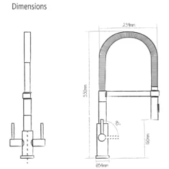 Caple Novato Twin Lever Mono Pull Out Kitchen Mixer - Stainless Steel -Vado Shop nov ss tech