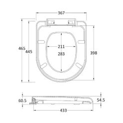 Nuie Standard D-Shaped Soft Close Seat - Top Fix 5 Nuie Standard D-Shaped Soft Close Seat - Top Fix -Vado Shop nts002 technical drawing