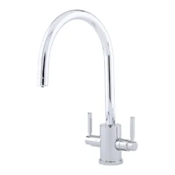 Perrin & Rowe Orbiq Twin Lever Swivel 'C' Spout Mono Sink Mixer - Nickel -Vado Shop perrin and rowe 42121