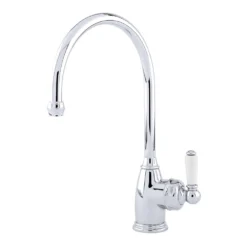 Perrin & Rowe Parthian Mono Sink Mixer With Porcelain Lever Handle & Swivel Spout - Chrome -Vado Shop perrin and rowe 4341