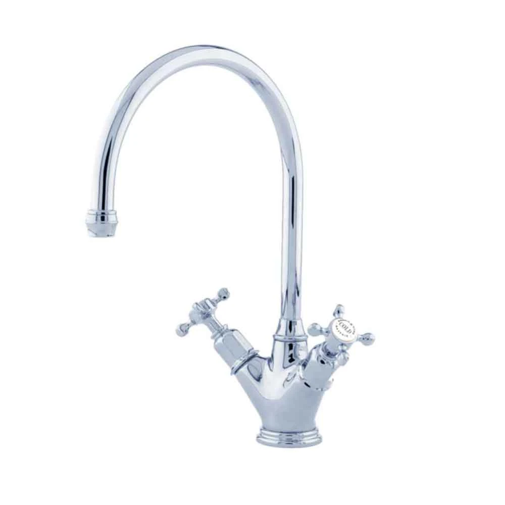 Perrin & Rowe Minoan Twin Crosshead Mono Sink Mixer With Swivel Spout - Gold 5 Perrin & Rowe Minoan Twin Crosshead Mono Sink Mixer With Swivel Spout - Gold - Image 5