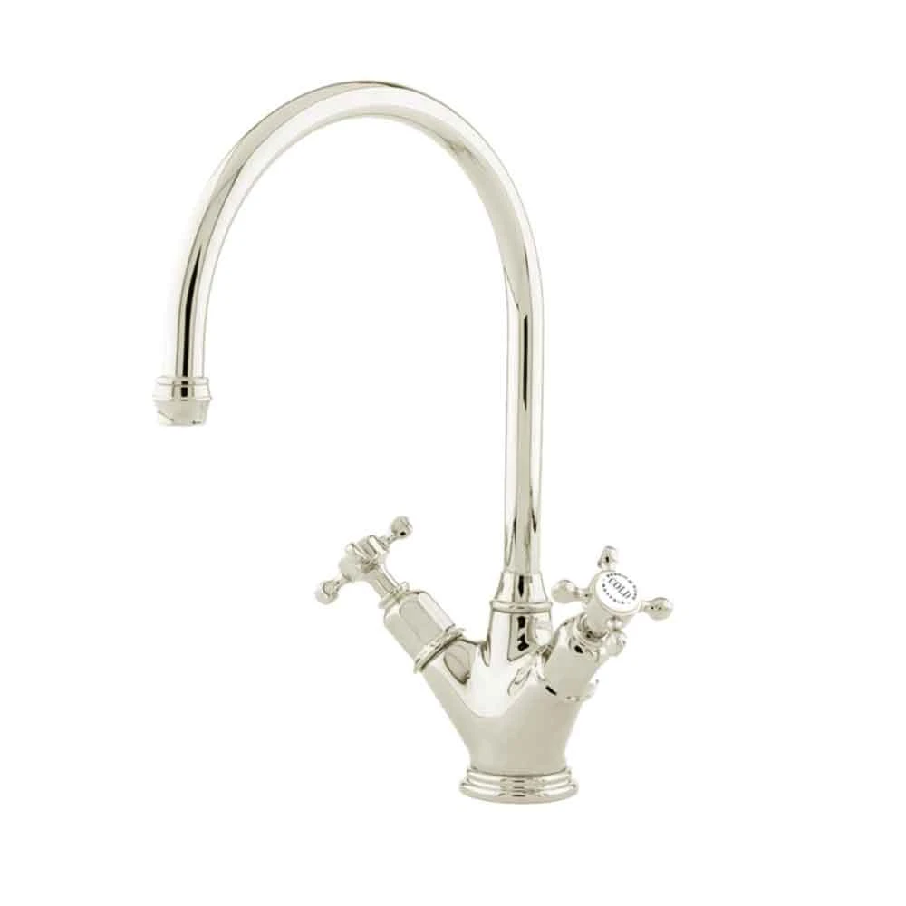 Perrin & Rowe Minoan Twin Crosshead Mono Sink Mixer With Swivel Spout - Gold 7 Perrin & Rowe Minoan Twin Crosshead Mono Sink Mixer With Swivel Spout - Gold - Image 7