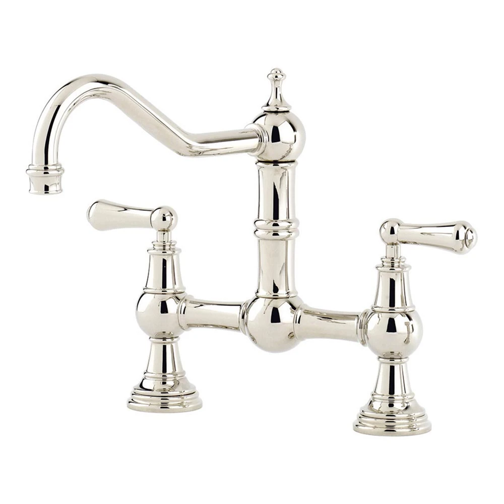 Perrin & Rowe Provence 2 Hole Bridge Sink Mixer With Lever Handles - Polished Nickel 6 Perrin & Rowe Provence 2 Hole Bridge Sink Mixer With Lever Handles - Polished Nickel - Image 6