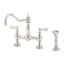 Perrin & Rowe Provence 2 Hole Bridge Sink Mixer With Lever Handles & Rinse - Chrome -Vado Shop perrin and rowe 4756