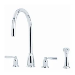 Perrin & Rowe Callisto 4 Hole Lever 'C' Spout Sink Mixer & Rinse - Nickel