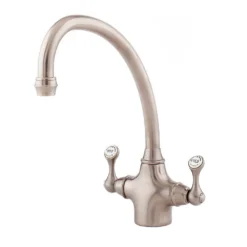 Perrin & Rowe Estruscan Twin Lever Mono Sink Mixer With Swivel Spout - Polished Nickel -Vado Shop perrin and rowe etruscan cutout brushed