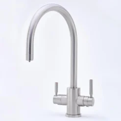 Perrin & Rowe Phoenix C Spout 3-in-1 Instant Hot Water Mixer Tap - Pewter -Vado Shop perrin and rowe phoenix with c spout kitchen tap pewter