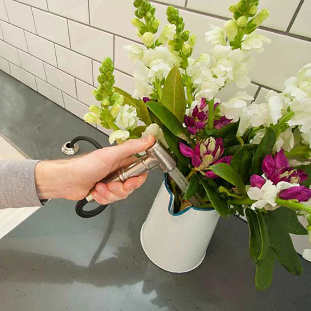 Perrin & Rowe Phoenician Mono Sink Mixer With Porcelain Lever Handles & Rinse - Pewter 2 Perrin & Rowe Phoenician Mono Sink Mixer With Porcelain Lever Handles & Rinse - Pewter - Image 2