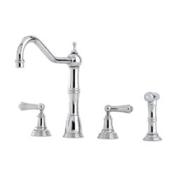 Perrin & Rowe Alsace 3 Hole Sink Mixer With Lever Handles & Rinse - Polished Nickel -Vado Shop perrin rowe 4776 chrome