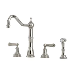 Perrin & Rowe Alsace 3 Hole Sink Mixer With Lever Handles & Rinse - Polished Nickel -Vado Shop perrin rowe 4776 pewter