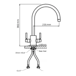 Perrin & Rowe Orbiq Twin Lever Swivel 'C' Spout Mono Sink Mixer - Nickel -Vado Shop perrinroweorbiq 4212 tech