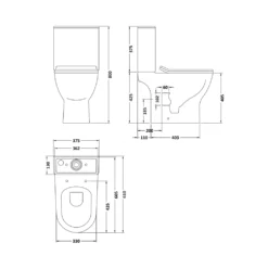 Harbour Acclaim Rimless Close Coupled Toilet & Soft Close Wafer Seat -Vado Shop premier close coupled compact toilet pan seat ncg350 technical drawing