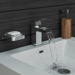 Vellamo Reve Waterfall Basin Mixer & Waterfall Bath Shower Mixer Value Pack -Vado Shop primary vellamo reve waterfall mono basin mixer tap lifestyle2