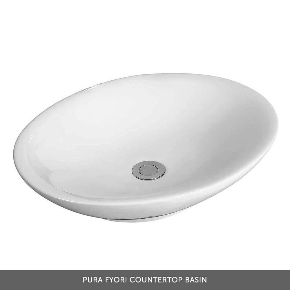 Emily 600mm Gloss White Wall Mounted 1 Drawer Vanity Unit With Brushed Brass Handle And Alana 460mm Countertop Basin 5 Emily 600mm Gloss White Wall Mounted 1 Drawer Vanity Unit With Brushed Brass Handle And Alana 460mm Countertop Basin - Image 5