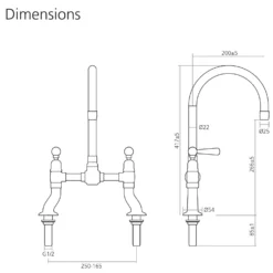Caple Putney Traditional Kitchen Bridge Mixer - Stainless Steel -Vado Shop put bri ss tech