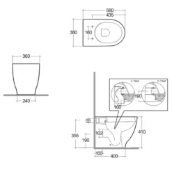 RAK Harmony-Moon Back To Wall Rimless Toilet With Soft Close Seat -Vado Shop rak harmony moon back to toilet 560mm tech