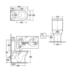 RAK Resort Mini Rimless Fully Back To Wall Toilet & Soft Close Seat -Vado Shop rak resort mini btw toilet 600mm rstbtwpakmi tech