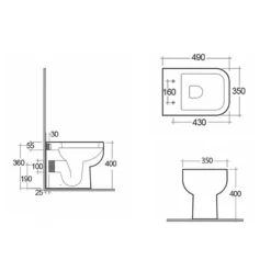 RAK Series 600 Back To Wall Toilet & Soft Close Seat -Vado Shop rak series 600 back to wall toilet drawing