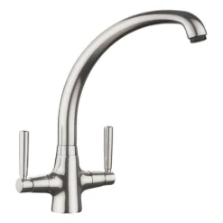 Rangemaster Aquavibe Twin Lever Monobloc Mixer Tap - Brushed Nickel