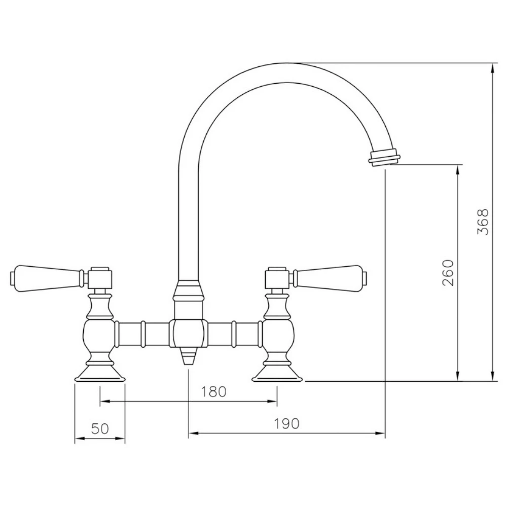 Rangemaster Belfast Traditional Bridge Kitchen Sink Mixer Tap - Brushed Nickel 2 Rangemaster Belfast Traditional Bridge Kitchen Sink Mixer Tap - Brushed Nickel - Image 2