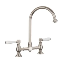 Rangemaster Belfast Traditional Bridge Kitchen Sink Mixer Tap - Brushed Nickel