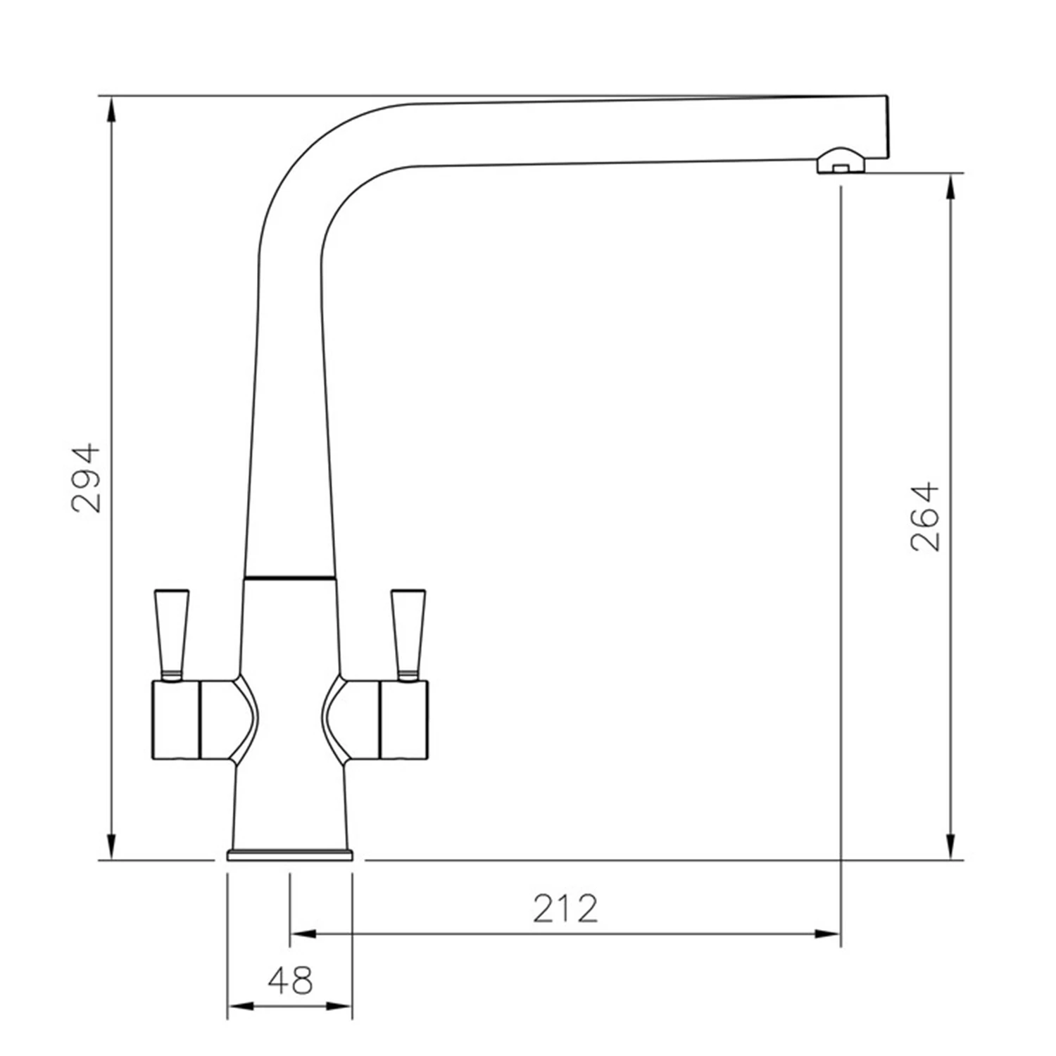 Rangemaster Conical Twin Lever Mono Kitchen Mixer Tap - Brushed Nickel 2 Rangemaster Conical Twin Lever Mono Kitchen Mixer Tap - Brushed Nickel - Image 2