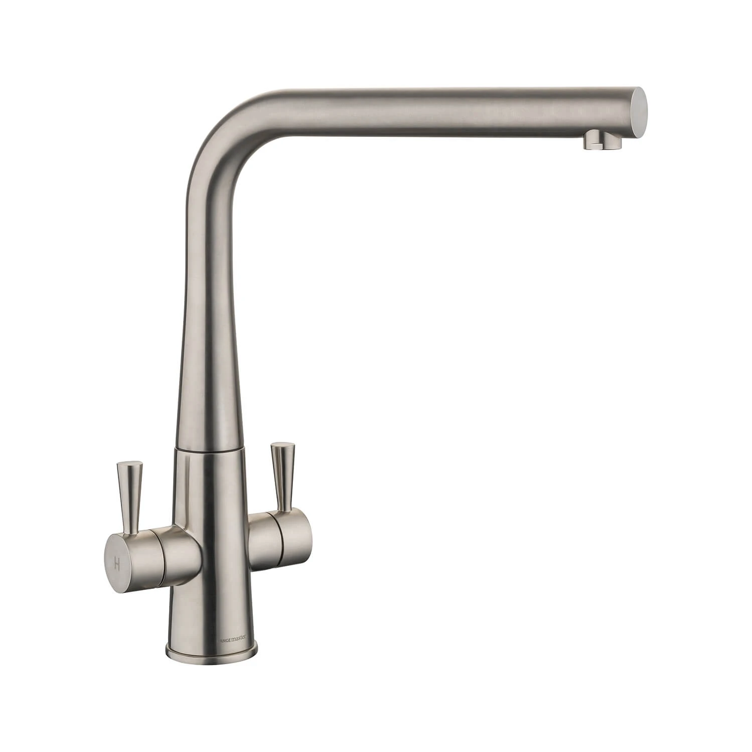 Rangemaster Conical Twin Lever Mono Kitchen Mixer Tap - Brushed Nickel 1 Rangemaster Conical Twin Lever Mono Kitchen Mixer Tap - Brushed Nickel