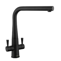 Rangemaster Conical Twin Lever Mono Kitchen Mixer Tap - Matt Black