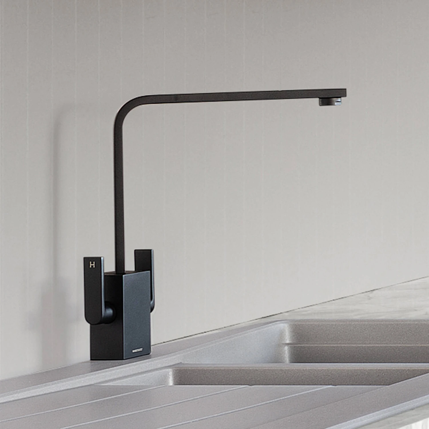 Rangemaster Quadrant Dual Lever Contemporary Monobloc Kitchen Sink Mixer Tap - Matt Black 5 Rangemaster Quadrant Dual Lever Contemporary Monobloc Kitchen Sink Mixer Tap - Matt Black - Image 5
