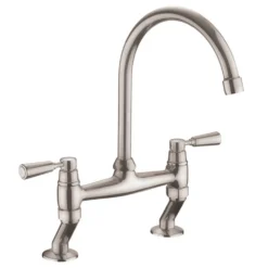 Rangemaster Traditional Belfast Bridge Kitchen Sink Mixer Tap - Brushed Nickel