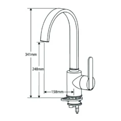 Reginox Amur WRAS Approved Single Lever Mono Kitchen Mixer Tap - Polished Chrome -Vado Shop reginox amur mono kitchen tap tech drawing
