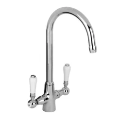 Reginox Elbe WRAS Approved Twin Lever Chrome Traditional Mono Kitchen Mixer Tap